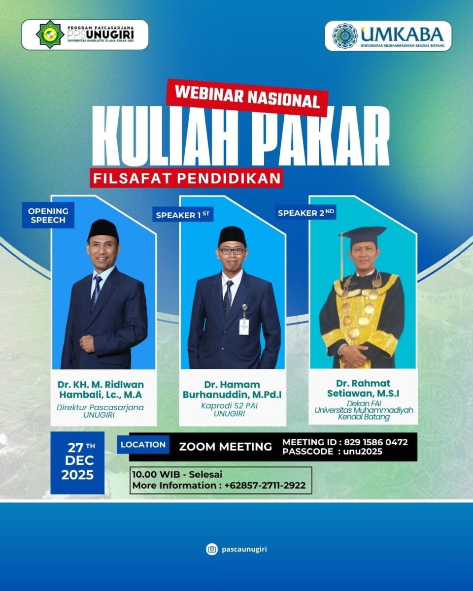 Pascasarjana UNUGIRI Gelar Webinar Nasional Kuliah Pakar Filsafat Pendidikan
