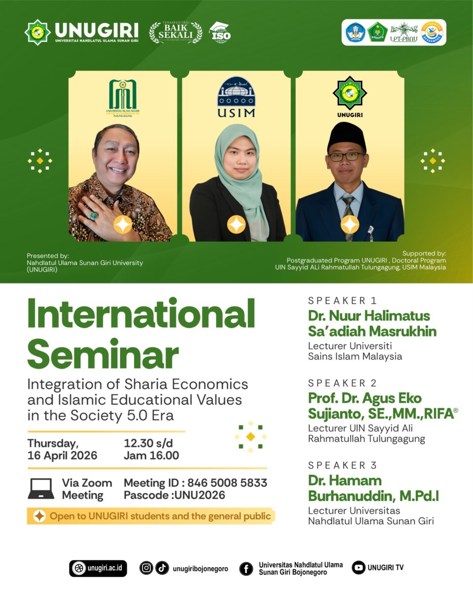 Dosen Pascasarjana UNUGIRI Jadi Narasumber International Seminar, Angkat Integrasi Nilai Islam di Era Society 5.0